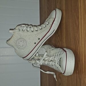 Converse Sweater sneakers off white knit and lined men 7 women 9